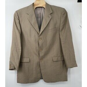 Leonard Valenti Sport Blazer 100%  Linen 48L Made In Italy  beige NWOT